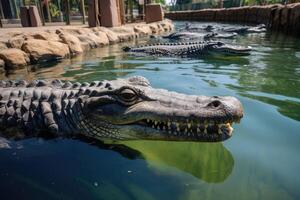 AI generated Million years stone park and crocodile farm in Pattaya. photo