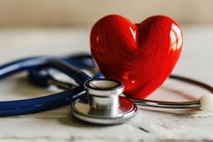 AI generated Health insurance and World Heart Health Day with doctor and stethoscope photo