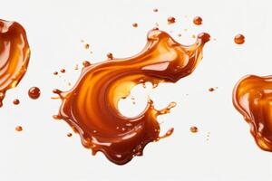 AI generated Delicious caramel splash, cut out photo