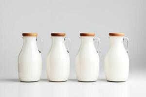 AI generated Porcelain milk jars for package design. photo