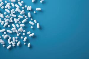 AI generated Abstract concept of drugs on blue background. photo