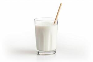 AI generated Isolated glass of milk on white background. photo