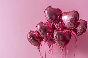 AI generated Heart-shaped foil balloons for love-themed celebrations. photo