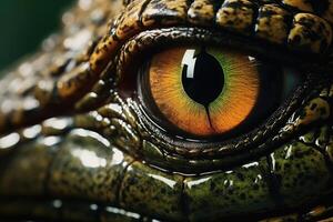 AI generated Closeup Macro View of a Crocodiles Eye photo