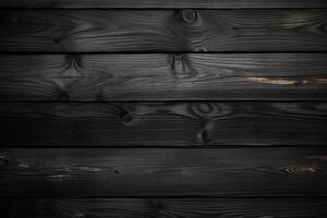 AI generated Black wood texture background. photo