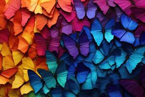 AI generated Multicolored Butterfly Patterns on Textured Background photo