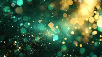 AI generated Abstract Festive Glow, Dark Green Glitter Particle Texture photo