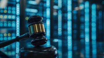 AI generated Digital Law and Justice Judge Gavel in the Modern World of Data Centers photo