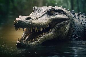 AI generated Sharptoothed crocodile in river. photo