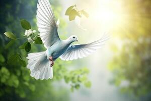 AI generated Dove symbolizes peace water Ukraine and anti-war photo