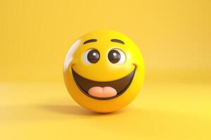 AI generated Yellow smile emoji in 3D rendering. photo