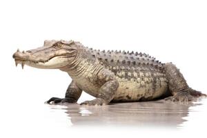 AI generated Philippine crocodile showcasing long snout, isolated. photo