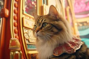 ai generado Híper realista 3d calicó gato desplegado en tokio foto