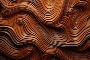 AI generated Organic wooden swirls background texture. photo