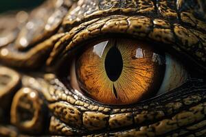 AI generated Closeup Macro View of a Crocodiles Eye photo