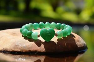 AI generated Meditation for Heart Chakra with Green Aventurine Crystal. photo