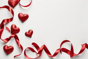 ai generado en forma de corazon cintas en blanco para San Valentín día foto