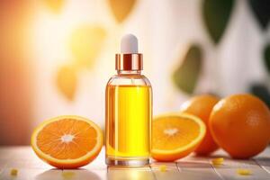 AI generated Citrus oil  vitamin C serum for beauty therapy photo