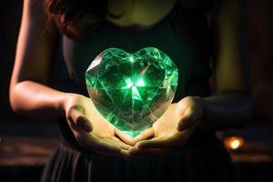AI generated Improving energy circulation in heart chakra with crystals. photo