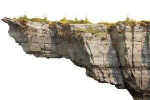 AI generated Rock cliff isolated on white background with clipping path. Rock cliff isolated on white background with clipping path. photo