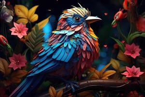 AI generated Stunning 3D bird wallpaper design photo