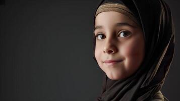 AI generated Smiling Islamic Girl, Capturing Cultural Diversity and Joy photo