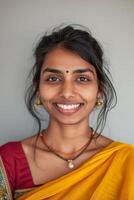 AI generated Smiley Indian Woman, Radiating Joy in a Medium Shot photo