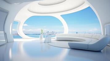 ai generado futurista elegancia, vacío interior diseño para moderno vivo espacios foto