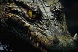 AI generated Crocodile head closeup. photo