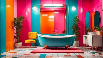 AI generated Beautiful bathroom bright stylish photo