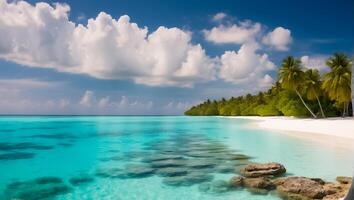 AI generated Beautiful beach on an island in the Maldives photo