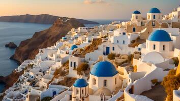 AI generated Beautiful Oia town in Greece background photo