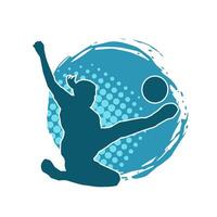 Silhouette of a female soccer player kicking a ball. Silhouette of a football player woman in action pose. vector