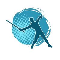 Silhouette of a male warrior in action pose with sword weapon. Silhouette of a man fighter carrying sword weapon. vector