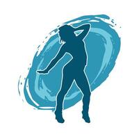 Silhouette of a female dancer in action pose. Silhouette of a slim woman in dancing pose. vector