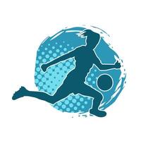 Silhouette of a female soccer player kicking a ball. Silhouette of a football player woman in action pose. vector