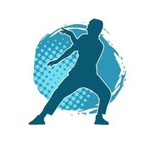Silhouette of a slim man dancing pose. Silhouette of a male dancer in action pose. vector