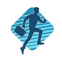 Silhouette of a business man carrying a briefcase vector