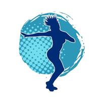 Silhouette of a female dancer in action pose. Silhouette of a woman dancing happily. vector