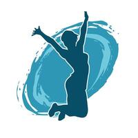 Silhouette of a happy woman jumping pose. Silhouette of a girl model jumps. vector