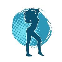 Silhouette of a female dancer doing hand stand pose. Silhouette of a woman dancing pose. vector