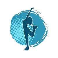 Silhouette of a female dancer doing hand stand pose. Silhouette of a woman dancing pose. vector