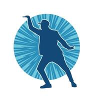 Silhouette of a male dancer in action pose. Silhouette of a slim man in dancing pose. vector