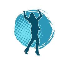 Silhouette of a casual female in a dancing pose. Silhouette of a dancer woman in action pose. vector