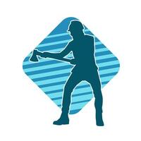 Silhouette of a worker in action pose using his axe tool. vector