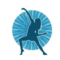 Silhouette of a female dancer in action pose. Silhouette of a slim woman in dancing pose. vector