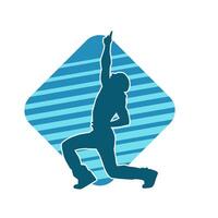 Silhouette of a slim male in dance pose. Silhouette of a man dancing. vector