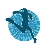 Silhouette of a sporty woman in running pose. Silhouette of a female run pose. vector