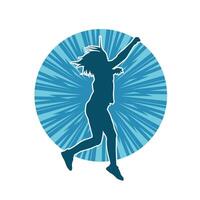 Silhouette of a female dancer in action pose. Silhouette of a slim woman in dancing pose. vector