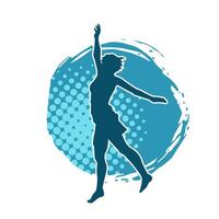 Silhouette of a casual female in a dancing pose. Silhouette of a dancer woman in action pose. vector